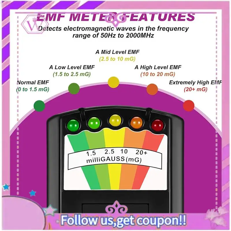 تتضمن مجموعة المعدات جهاز قياس المجال المغناطيسي LED EMF للتحقيق الكهرومغناطيسي الخارق