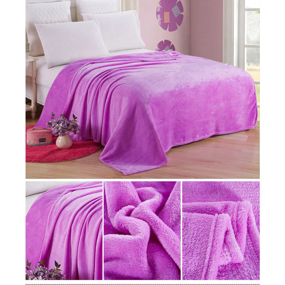 

120x200cm Flannel Fleece Blanket Pure Color Soft Warm Bedding for Home Camping Backpacking Lightweight Cozy Solid Color Blanket