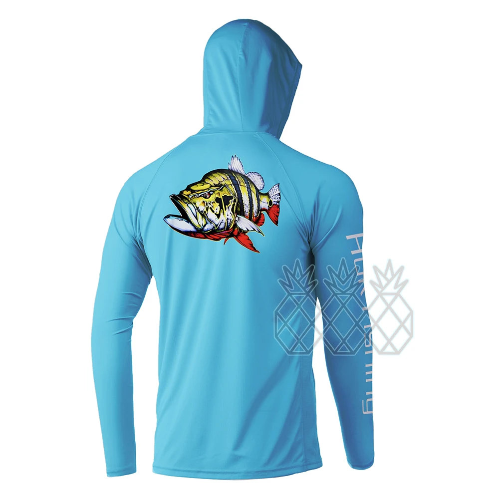 

HUK Fishing Shirt Hoodie Men Fishing Apparel Summer Outdoor Long Sleeve T-Shirt Uv 50+ Sun Protection Breathable Hooded Clothing