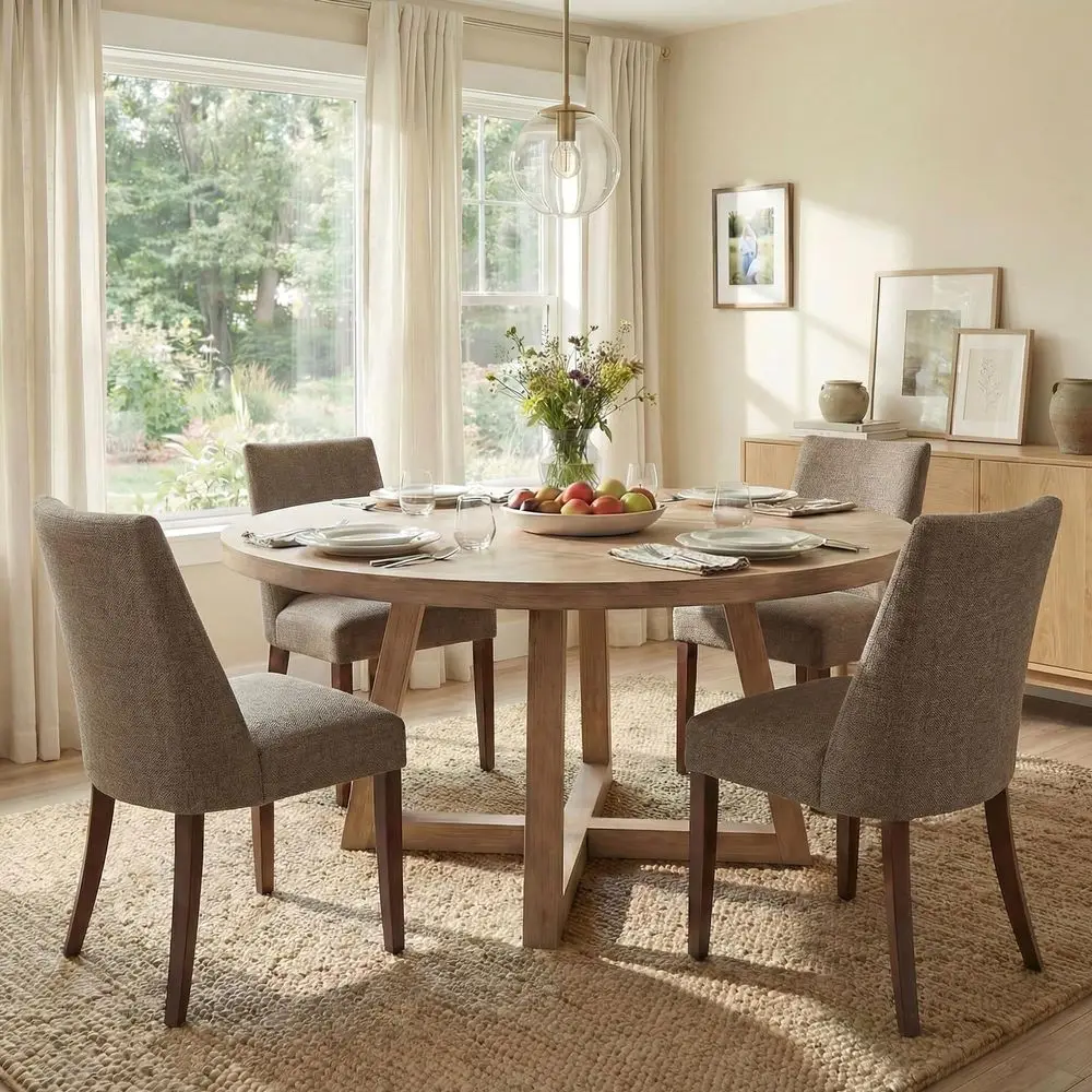 

Dining Chairs Set of 4, holstered Farmhouse Fabric Dining Room Chair, Mid Century Kitchen Chair for Restaurant amp Cafe, Brow