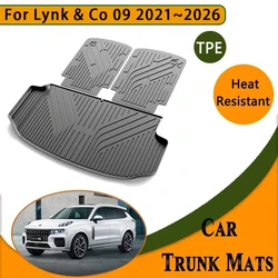 Car Rear Trunk Storage Pads For Lynk & Co 09 2021~2026 Waterproof Trunk Mats Boot Carpet Back Seat Rug Auto Interior Accessories
