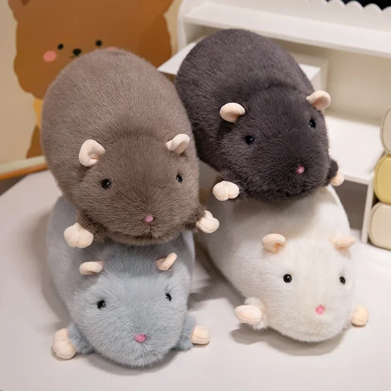

Kawaii Pet Fancy Rat Stuffed Animal Adorable Plush Rat Toy White Gray Black Mouse Plushies Cartoon Soft Doll Xmas Gifts