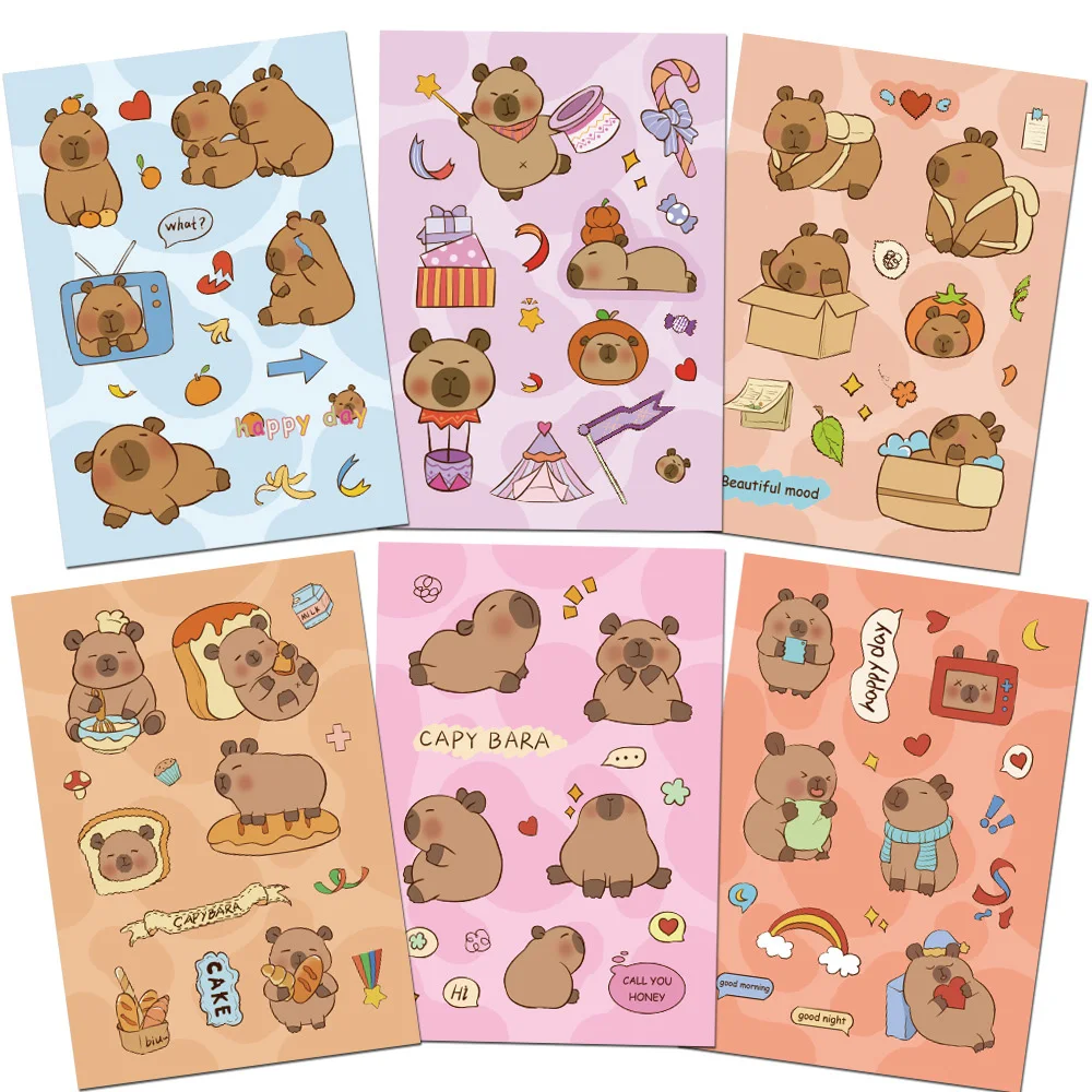 

8/16Sheets Kawaii Animals Capybara Puzzle Stickers Make a Face Kids Toy Funny Assemble Jigsaw DIY Game Children Party Favor