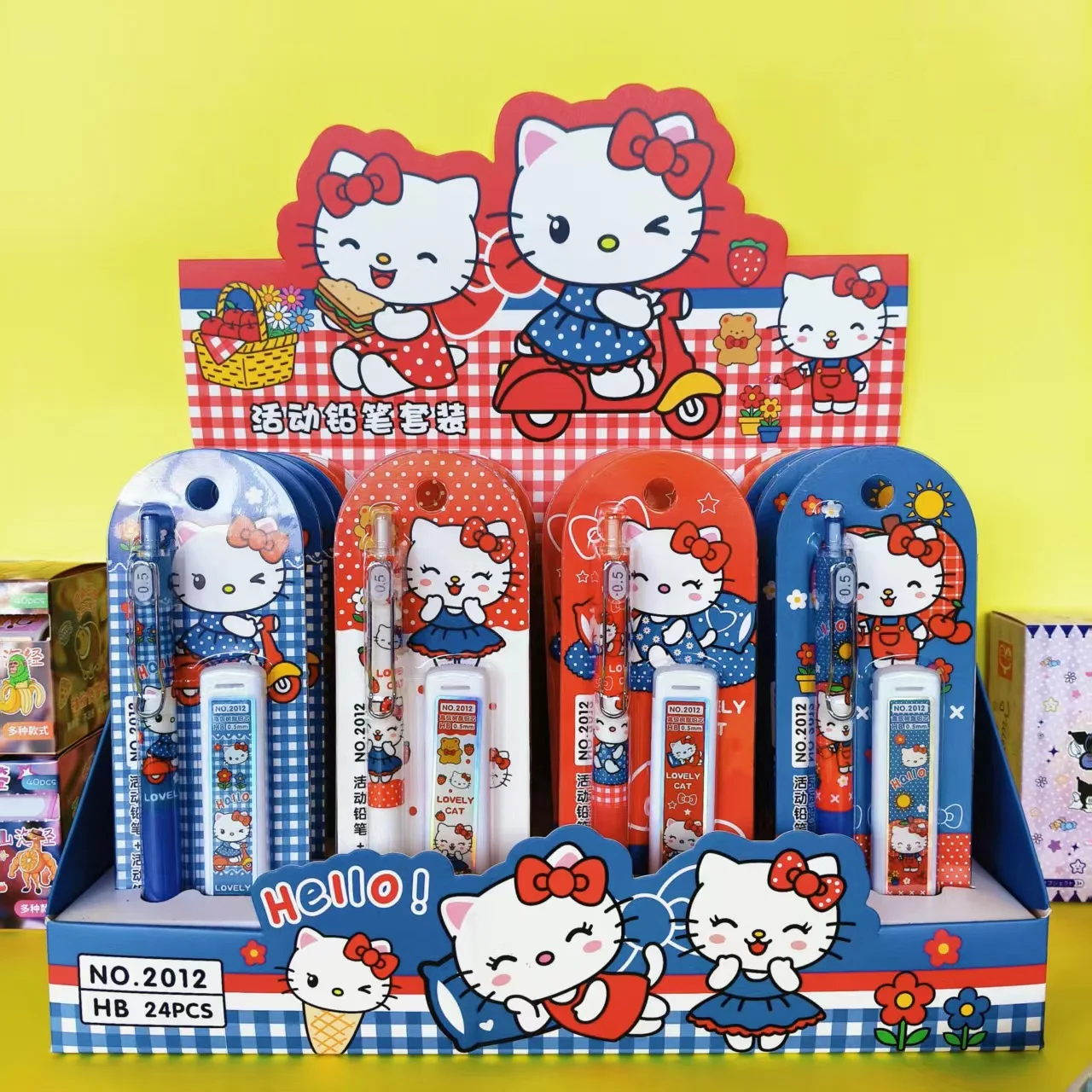 

New model Hello Kitty Kuromi Pencil Set Cute Automatic Pencil Student Stationery