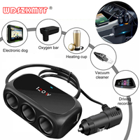 Universal 120W 12V 24V 3 Way Cigarette Lighter Multi Socket USB Charger Interior Dual Black Adapter Splitter ABS Car accessory