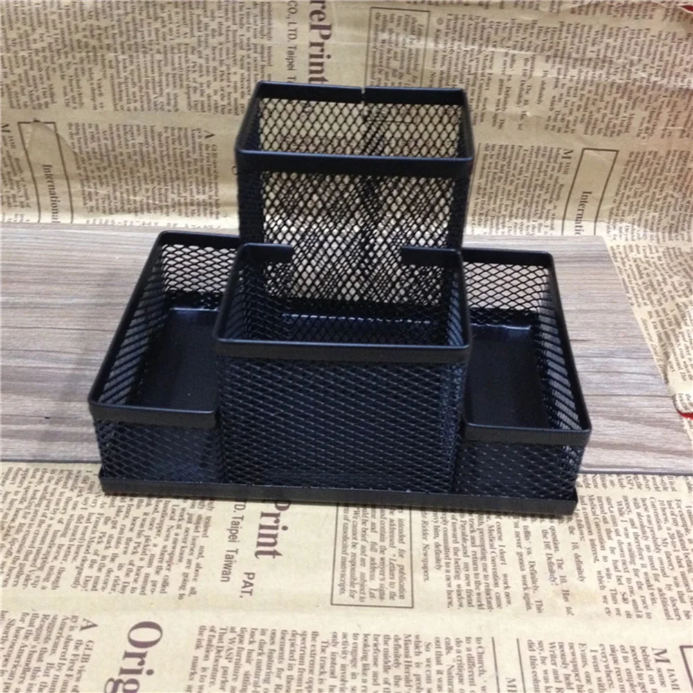 1Pcs Durable Metal Mesh Desk Organizer Multifunctional Pen Holder Storage Case Office Supplies