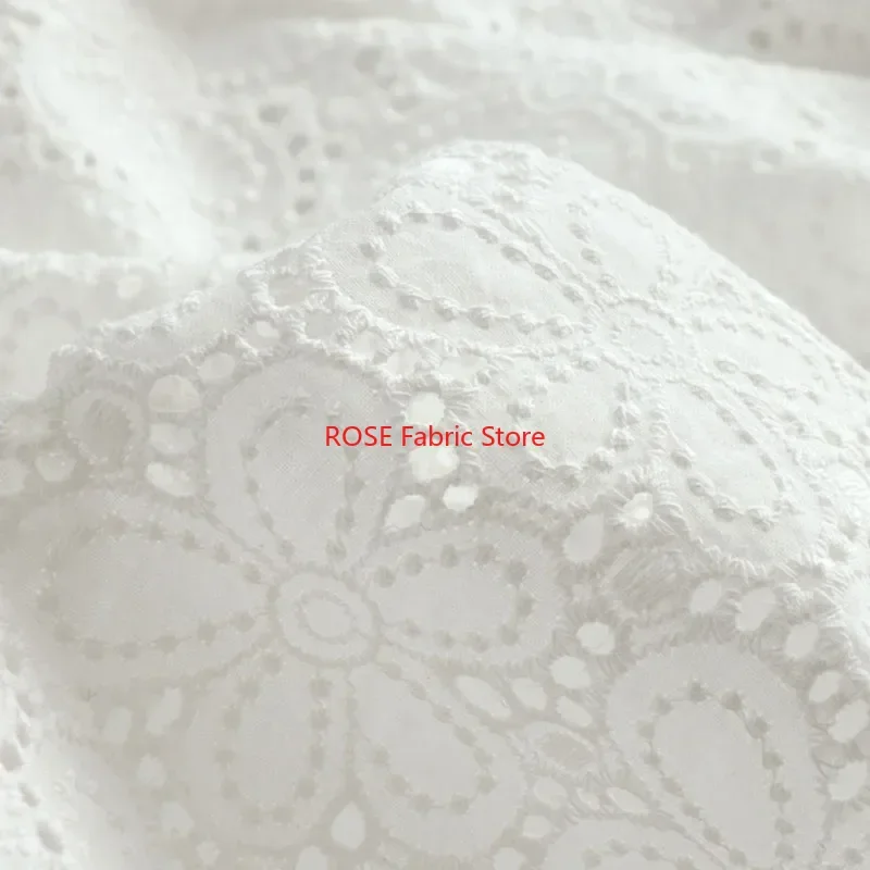 Flower Embroidery Cotton Fabric Flower Hollow Cloth For Shirt, Dress, Children's Clothing, tops, table cover, costumes design