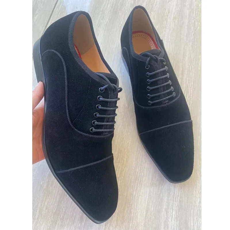 

New Fashion Black Suede Men Shoes Luxury High Quality Lace-up Oxford Shoes Leather Formal Shoes Sapato Social Masculino