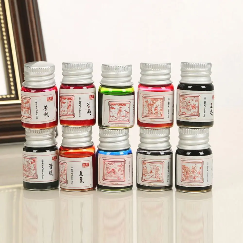 24 Colors 7ML Color Refilling Inks Painting Graffiti Carbon-free Ink Refilling Writing Fountain Pen Ink Calligraphy
