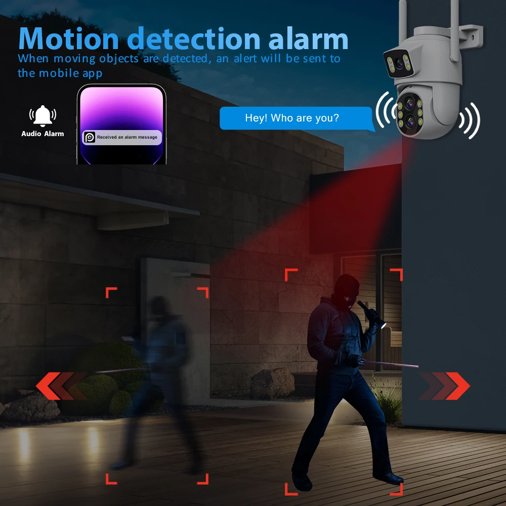 Cámara de seguridad con WiFi para exteriores, videocámara de 6MP, 12MP, Zoom 10X, tres lentes, pantallas duales, videovigilancia CCTV, seguimiento