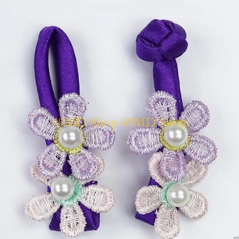 49MD 10PCS Children Dress Flower Buckles Smooth Satined Fabric Macaron Color Decorative Closure Button for Costume