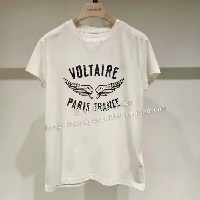 2025 Z-voltaire Zadig Printed Women T-shirt Plus Size Casual Short Sleeve Y2k Fashion Brand Harajuku Female Top Tees Lady Tshirt