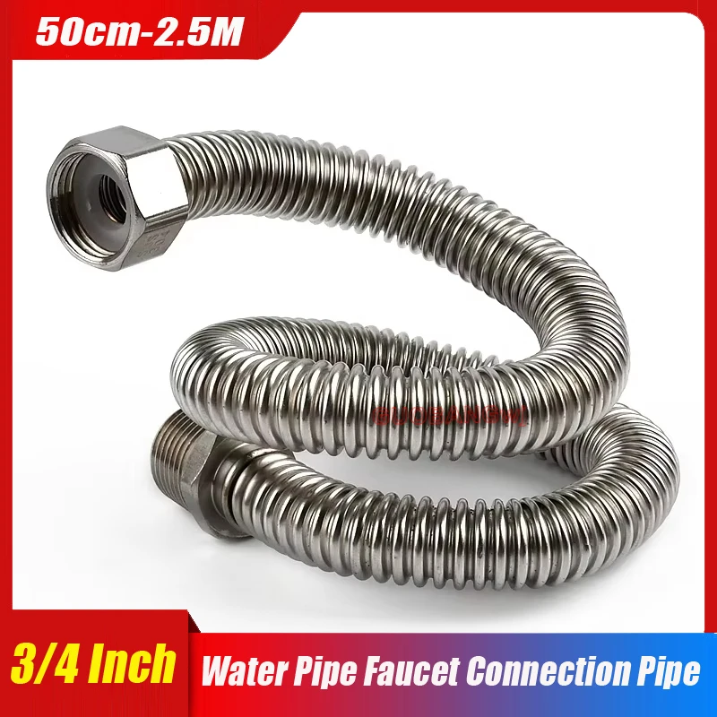 

3/4 Inch 304 SUS Cold Hot Water Pipe Faucet Connection Pipe Garden Water Connection Metal Hose Fish Tank Corrugated Pipe