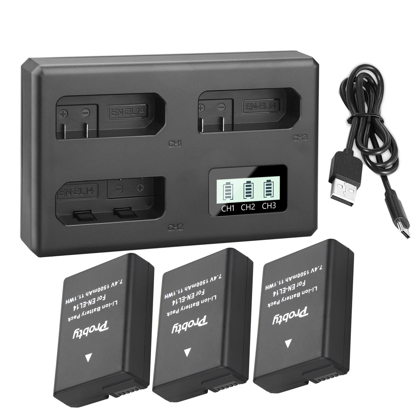 EN-EL14 EN EL14 EN-EL14a Battery With 3 Channel Charger For Nikon Coolpix P7000, P7100, P7700, P7800, D3100, D3200, D3300, D3400