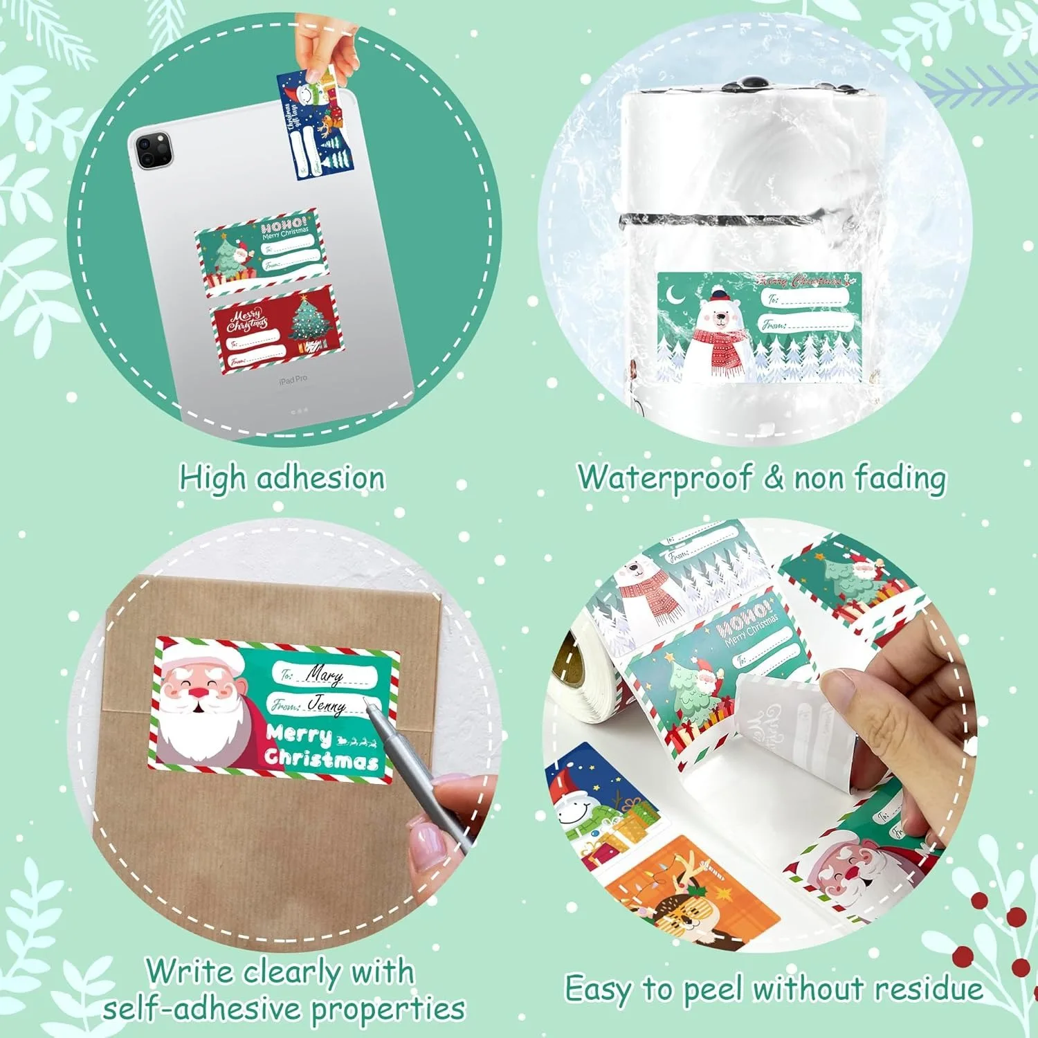 Autocollants De Noël – Rouleau De 500 Pièces, Motifs Bonhommes De Neige – Pour Décorer Cartes, Bouteilles, Ordinateurs