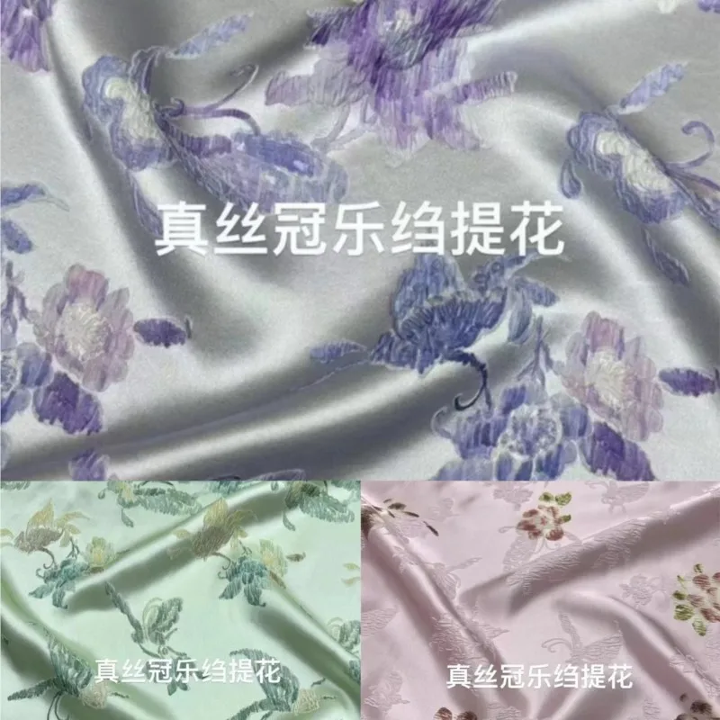 

Silk jacquard printed fabric new Chinese-style crown crepe clothing and flower