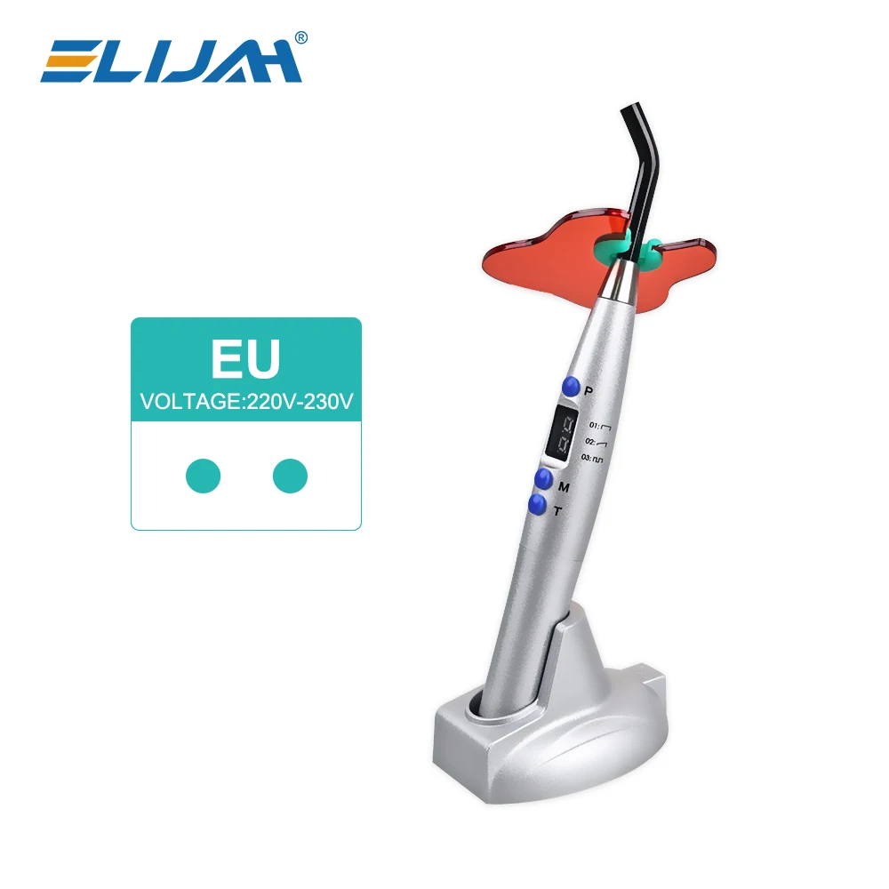 ELIJAH Dental Draadloos uithardingslicht Hars Stolling 5W≥1200mw/c ㎡   440-480 nm golflength-uithardingsmachine met LED-scherm