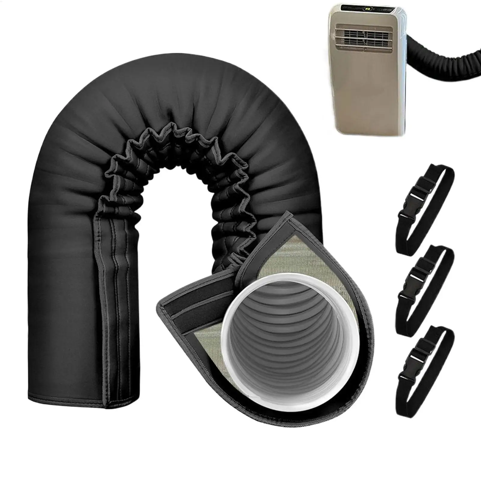 Cubierta de tubo de aire acondicionado portátil, funda de manguera de CA para reducción de calor, accesorios de manguera de escape versátiles a prueba de polvo para el hogar y el dormitorio