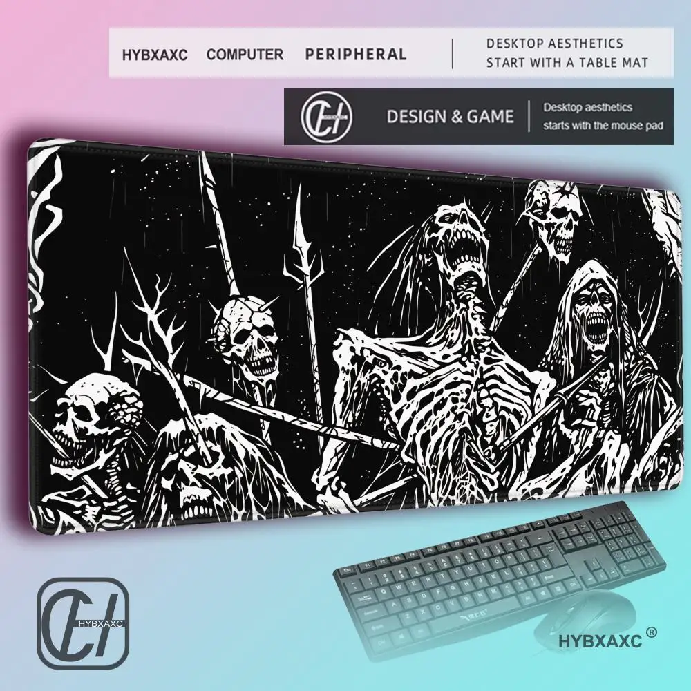 HYBXAXC Dark Gothic Skeleton Knight Gaming Mouse Pad Sewn Edge Anti-slip TCG Playmat