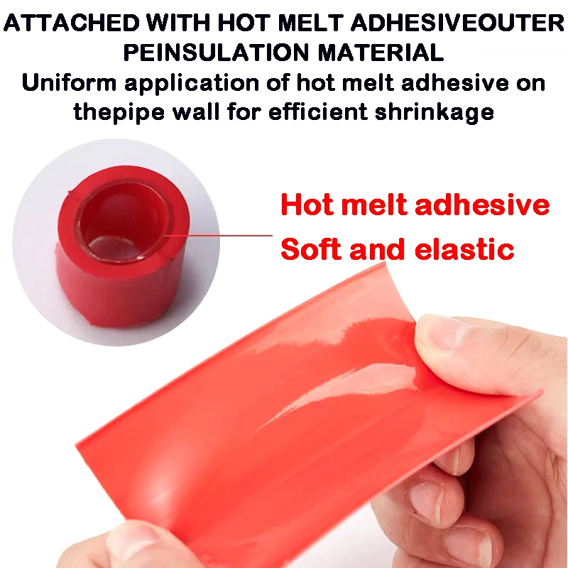 10/50/100M 200Meter 3:1 Heat Shrink Tube Black with Glue Polyolefin Shrinking Assorted Ratio Adhesive Wire Cable Sleeving Tubing