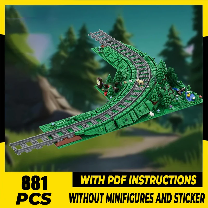 

Moc Building Blocks Hiking Path via Train Track Curve Forest Model Technology Brick DIY Assembly Construction Toy Holiday Gift