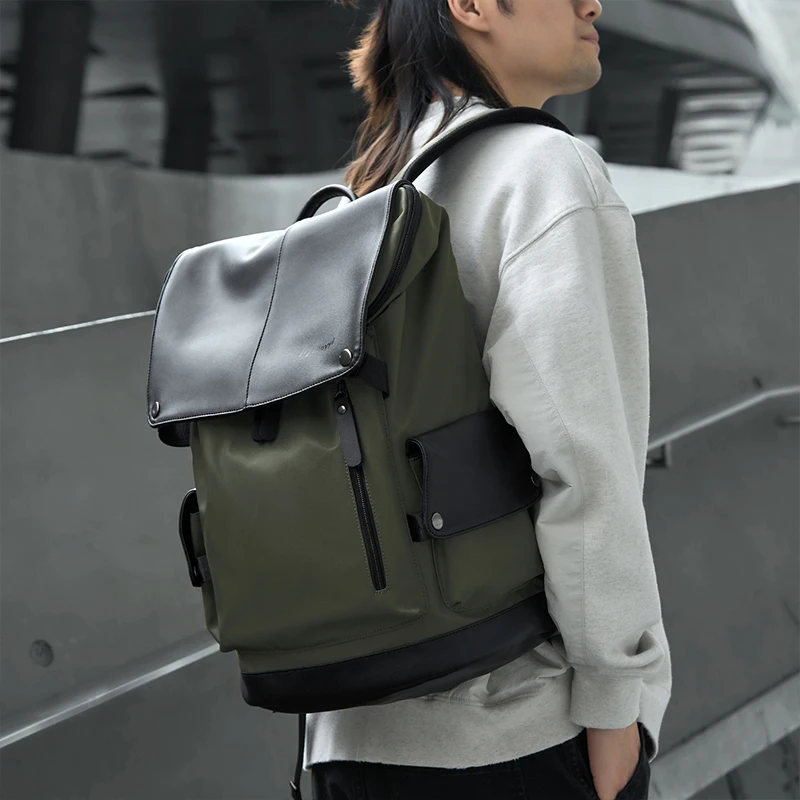 

Vintage Large 16 Inch Computer Backpack Waterproof PVC Leather Men Male Backpack Scratch-resistant College Teenagers School Bag