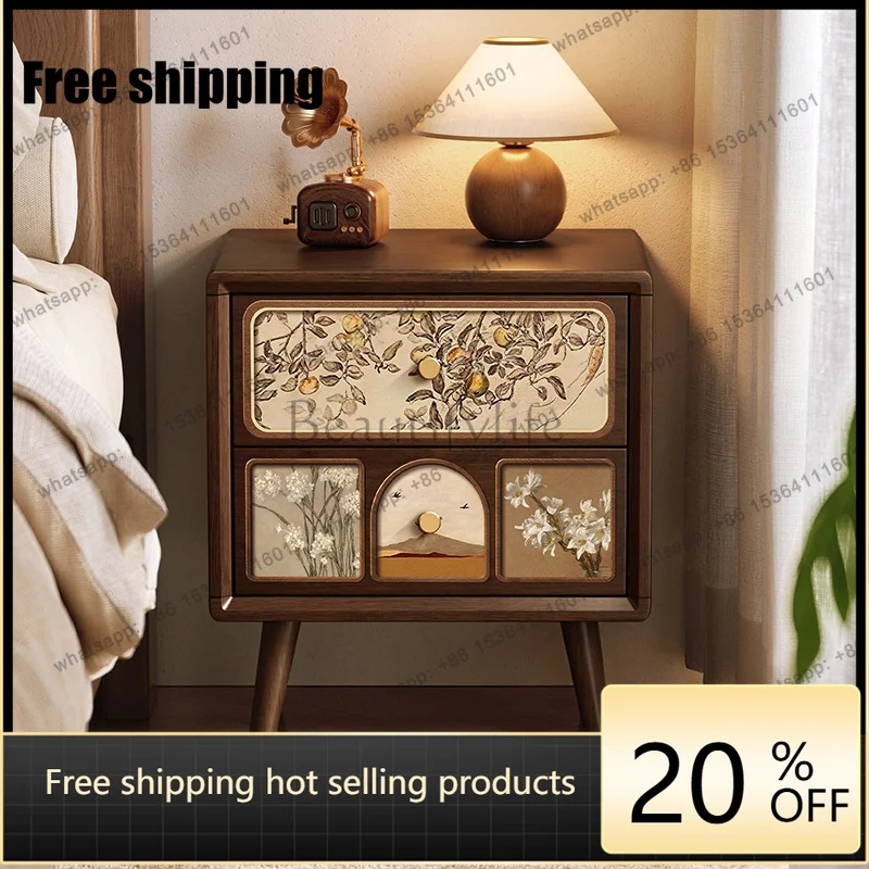 Vanity Bedroom Bedside Table Mid Century Modern Trendy Wood Decor Corner Nightstand Comfortable Luxury Muebles Home Furniture