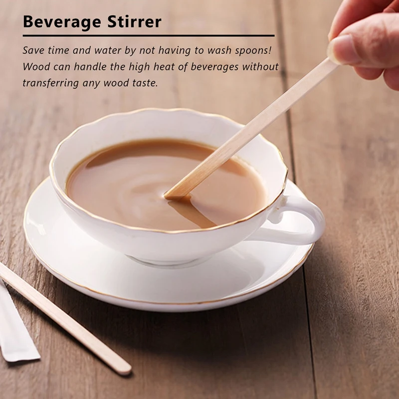 100Pcs 5.5 Inch Coffee Stirrers Sticks -Natural Wood Eco-Friendly Coffee Beverage Milktea Disposable Stirrer Stick