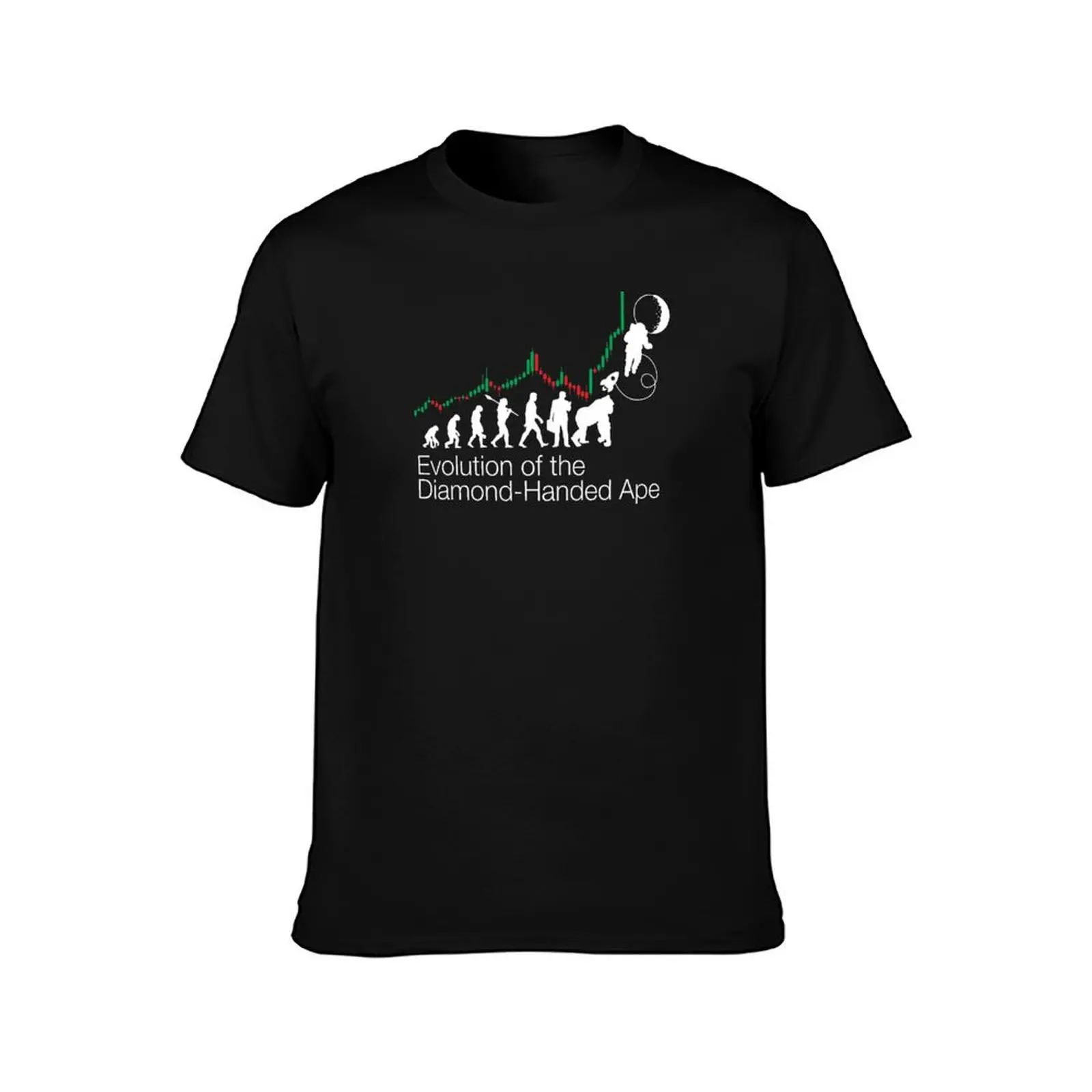Evolution of the Diamond Handed Ape Stock Investor T-Shirt Trendy Print Short Sleeve T-Shirt
