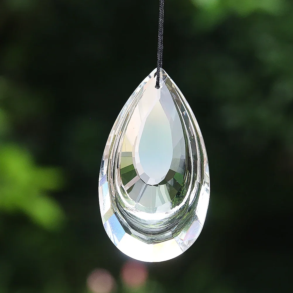 75mm Double Layer Water Drop Crystal Prism Suncatcher Angel Tears Faceted Glass Pendant Chandelier Fitting Curtain Accessory