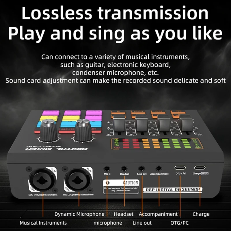 SX10 Mixer Live Sound Card Mobile Computer Game Recording Live Microphone Karaoke Instrument Dedicated Audio Console