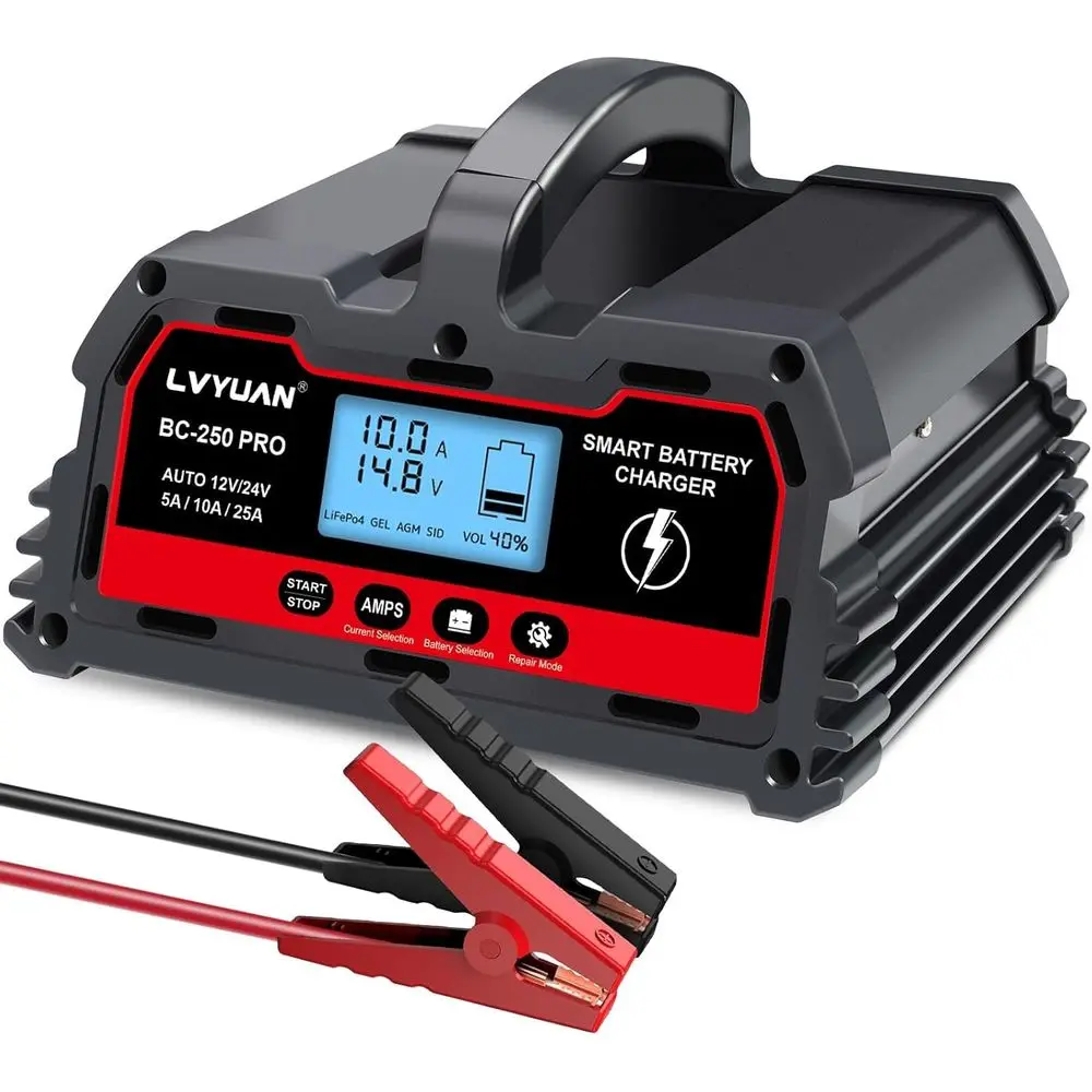 

Автомобильное зарядное устройство 12 В/24 В с зарядным устройством, автомобильное интеллектуальное зарядное устройство, интеллектуальное устройство для обслуживания аккумуляторов, 5A/10A/20A для автомобиля