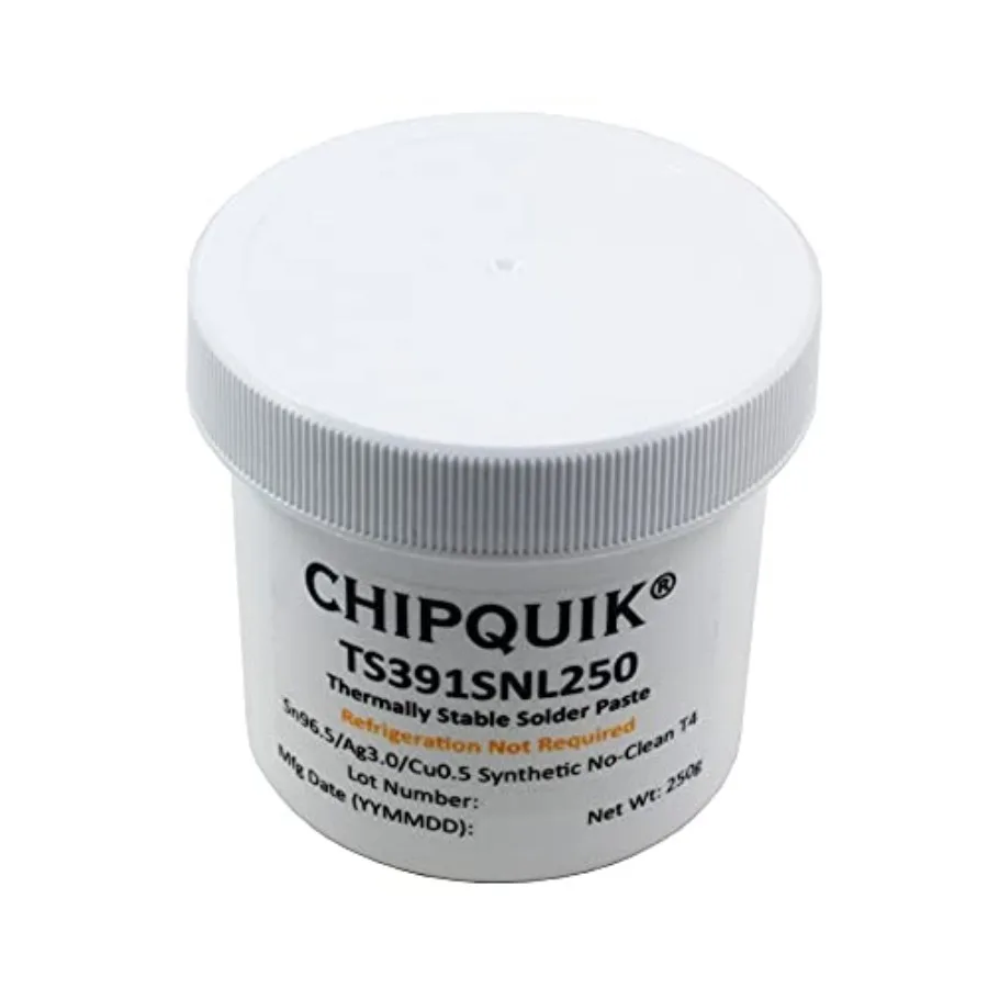 

Chip Quik TS391SNL250 Thermally Stable Solder Paste No-Clean Sn96.5/Ag3.0/Cu0.5 T4 250g jar