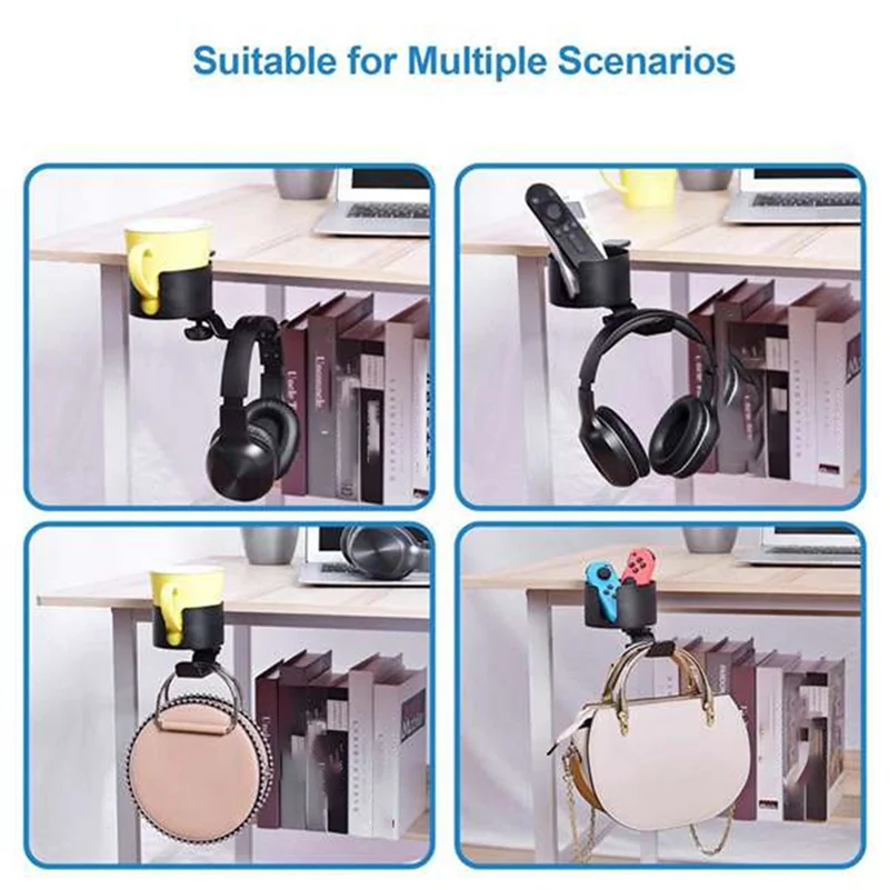 2 In 1 Desk Cup Holder With Headphone Hanger, Anti-Spill Cup Holder For Desk Or Table Rack Organizer