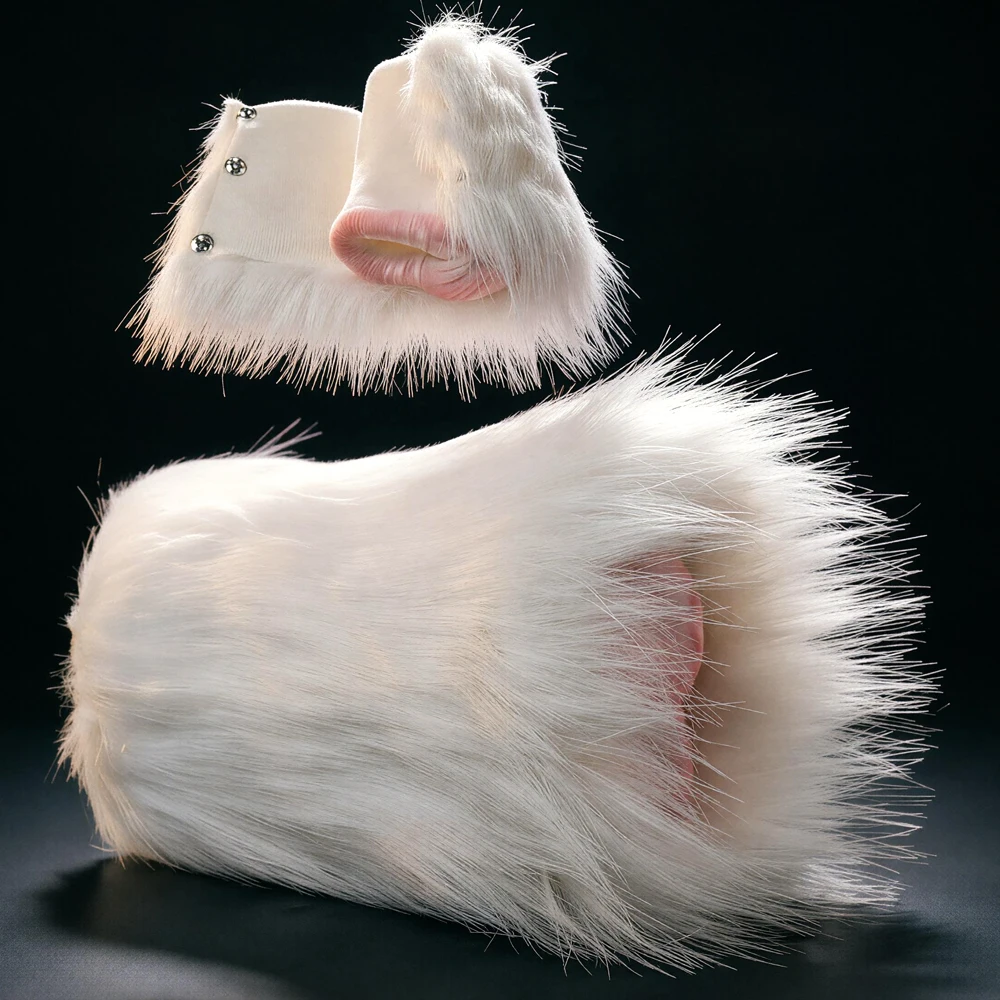 Realistic Furry Male Masturbator Soft Plush White Fur Manual Men's Stroker Cup for Men Silicone Vagina Anus Pocket Pussy 18+Xxx