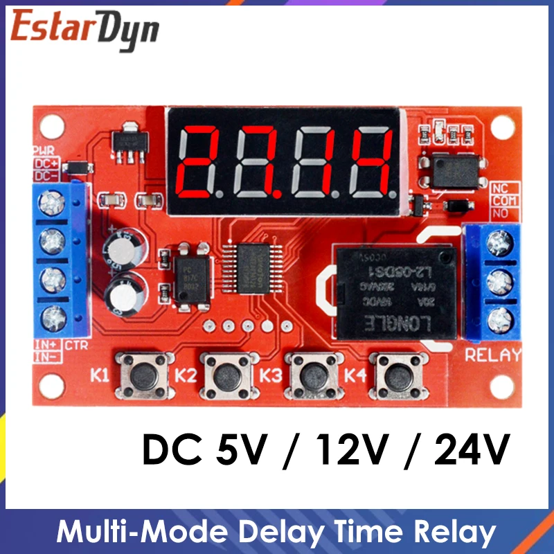 Estardyn DC 5V 12V 24V 10A Adjustable Time Delay Relay  LED Digital Timming Relay Timer Delay Trigger Switch Control Switch