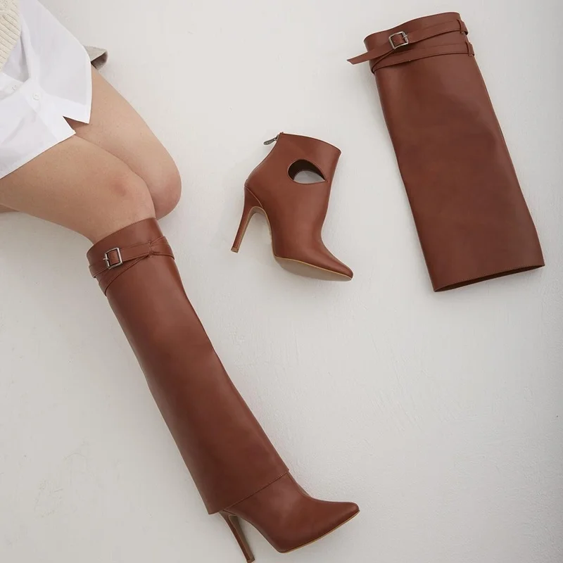 Removabel Versatile Stiletto Knee High Boots Sexy Pointed Toe Matte Leather Size35-46Customized New Arrivlas Fashion Women Boots