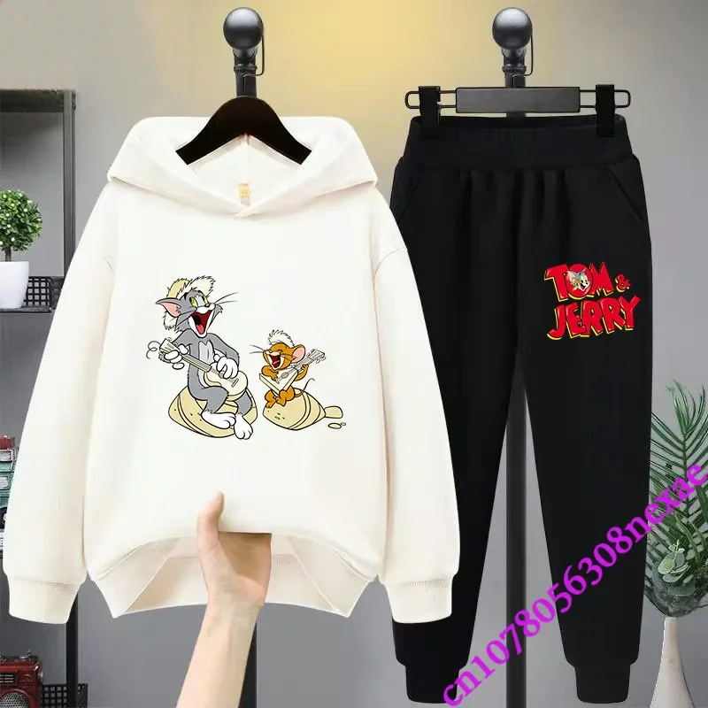 2024 New Disney Tom And Jerry Children's Set Spring And Autumn Cartoon Anime Boys And Girls Print Sports Top And Pants 2-piece