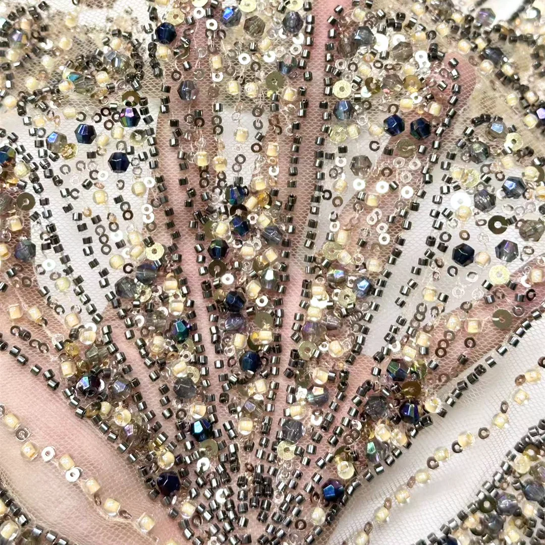 

Высококачественная африканская ткань из французского тюля с вышивкой, расшитая пайетками и бисером, для пошива свадебных и праздничных платьев