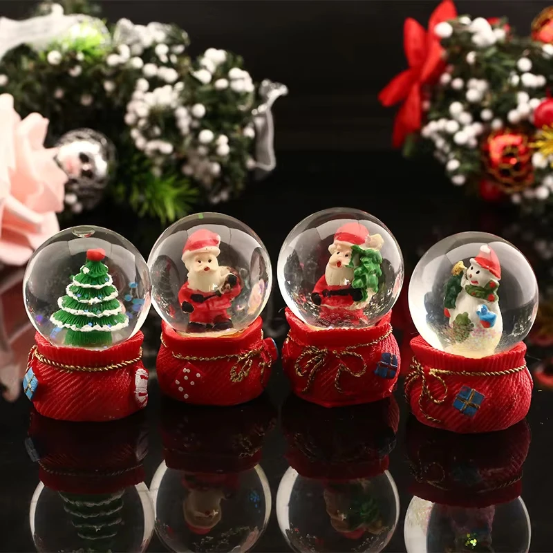 random-1pcs Christmas Snow Globes Santa Claus Glass Ball Desktop Decoration New Year Gift Home Decor Xmas Crystal Ball