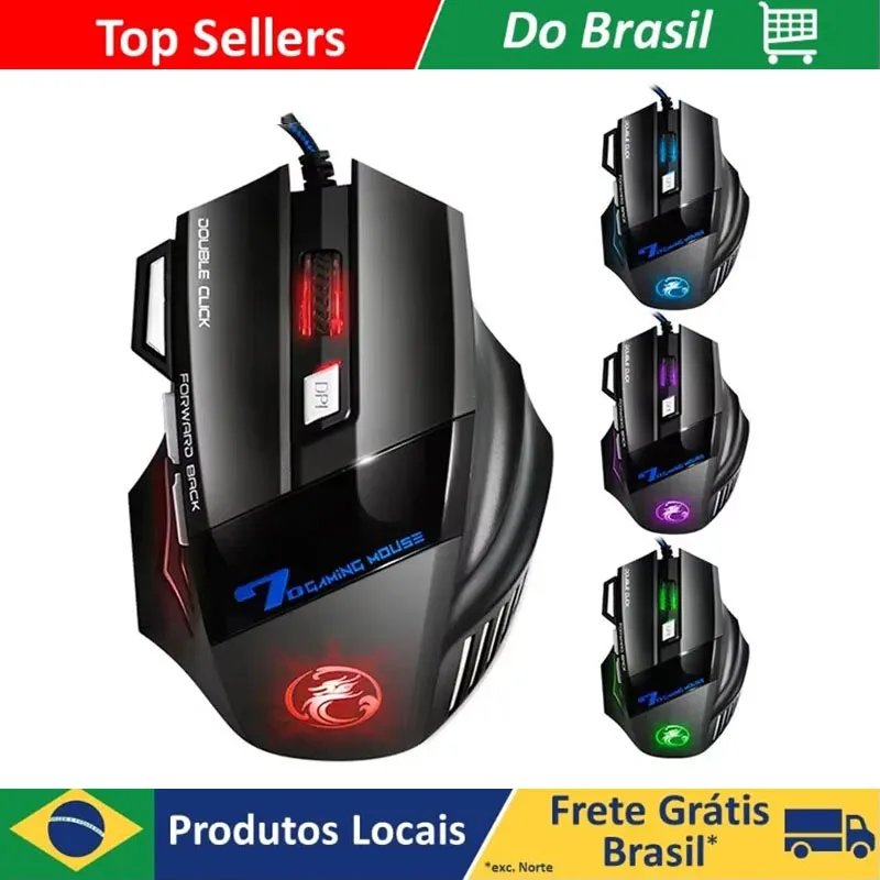 Brasil Mouse X7 botão retroiluminado mouse ergonômico 5500 DPI mouse ajustável, adequado para PC laptop desktop mouse