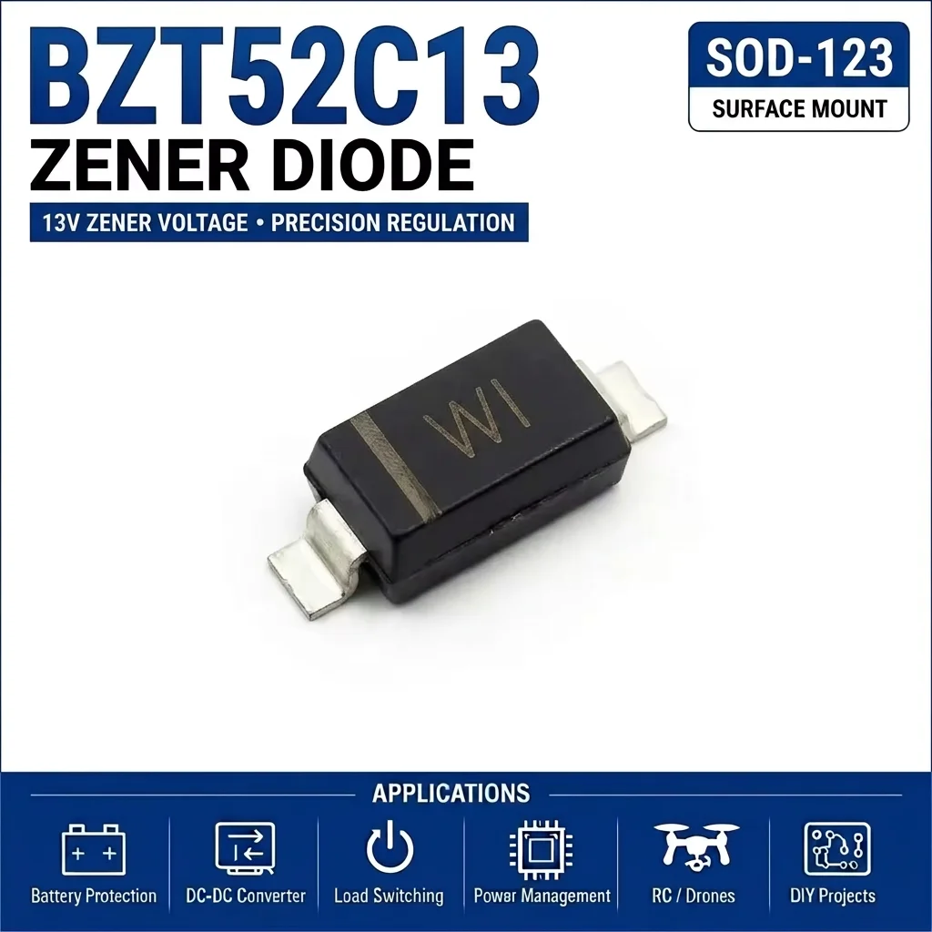 (100 pcs) BZT52C13S/BZT52C13 SOD-323/SOD-123 (Marking WI) 52C13S 52C13 - Zener Diode 13V BZT52