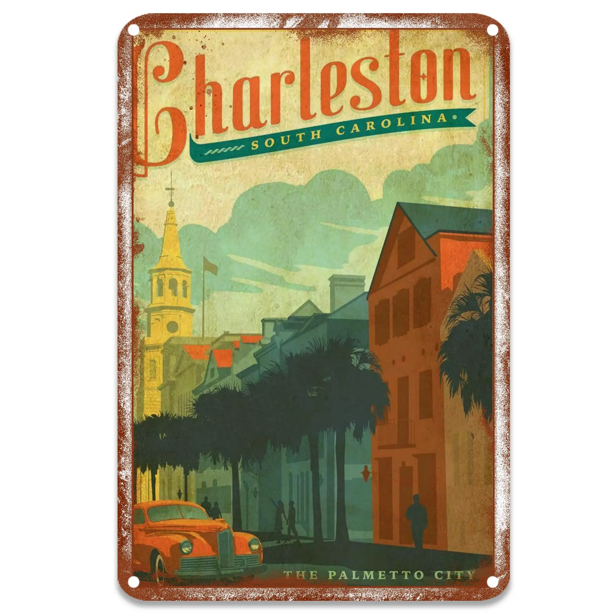 Charleston South Carolina Tin Signs Wall Art Decor Plaque Poster for Wall Decor Country Home Decor Garage 8x12 Inches…