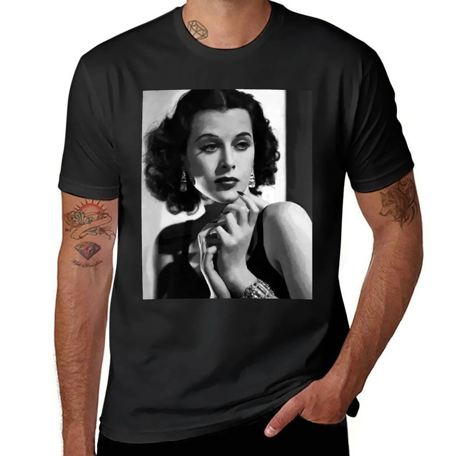 Vintage Hedy Lamarr Oil Painting Graphic T-Shirt tees oversized boys whites black t shirts for men