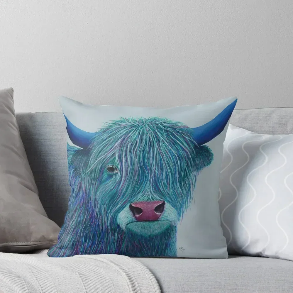 Bluebell the Highland Cow Throw Pillow Decorative Cushion Decorative Sofa Cushion pillow