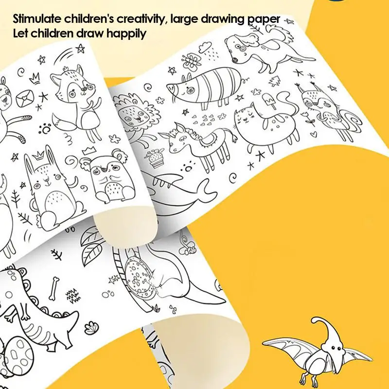 Dziecięca Rolka do Kolorowania Kreskówka Długa Rolka do Rysowania Samoprzylepna na Ścianę Poprawia Motorykę Małą Zabawka Edukacyjna do Szkoły Domu dla Chłopców i Dziewcząt
