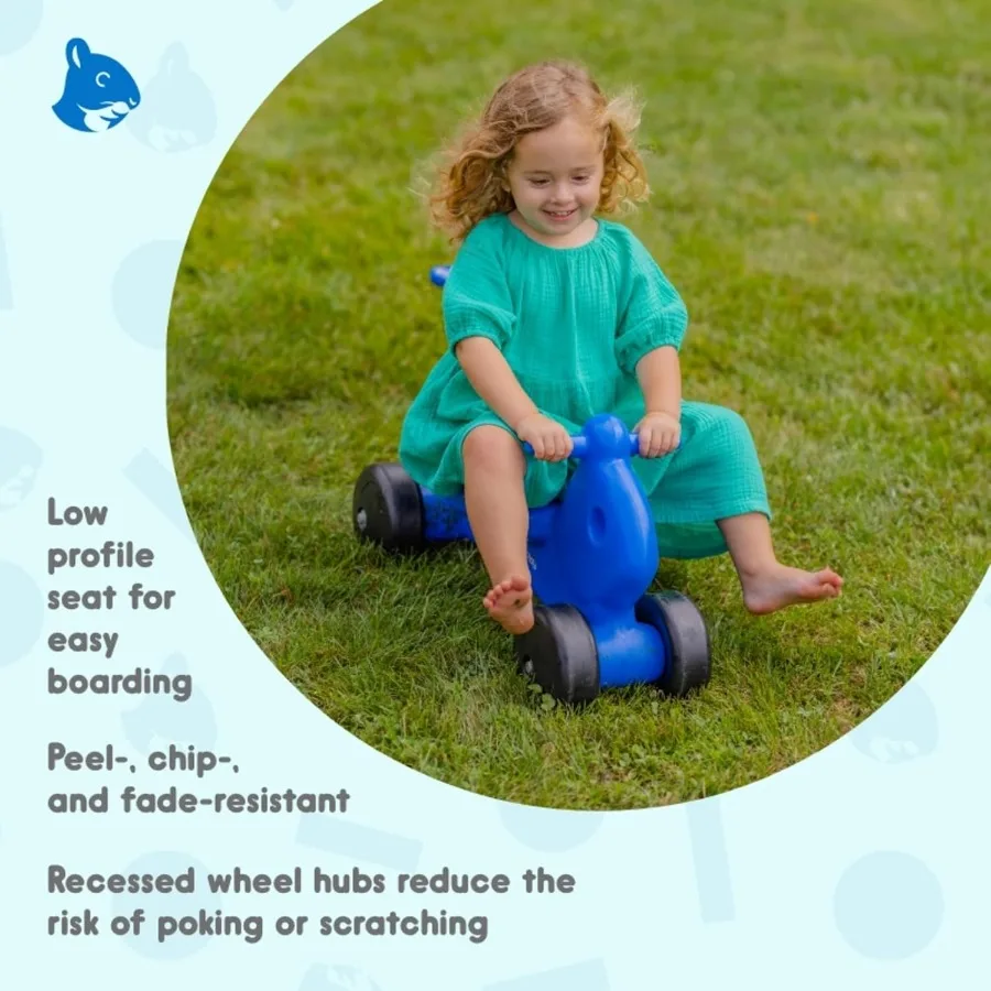 2-in-1 Squirrel Push & Ride-on Toy, Indoor & Outdoor Use, Low Profile Seat, Recommended for Children up to 50lbs, Durable Constr