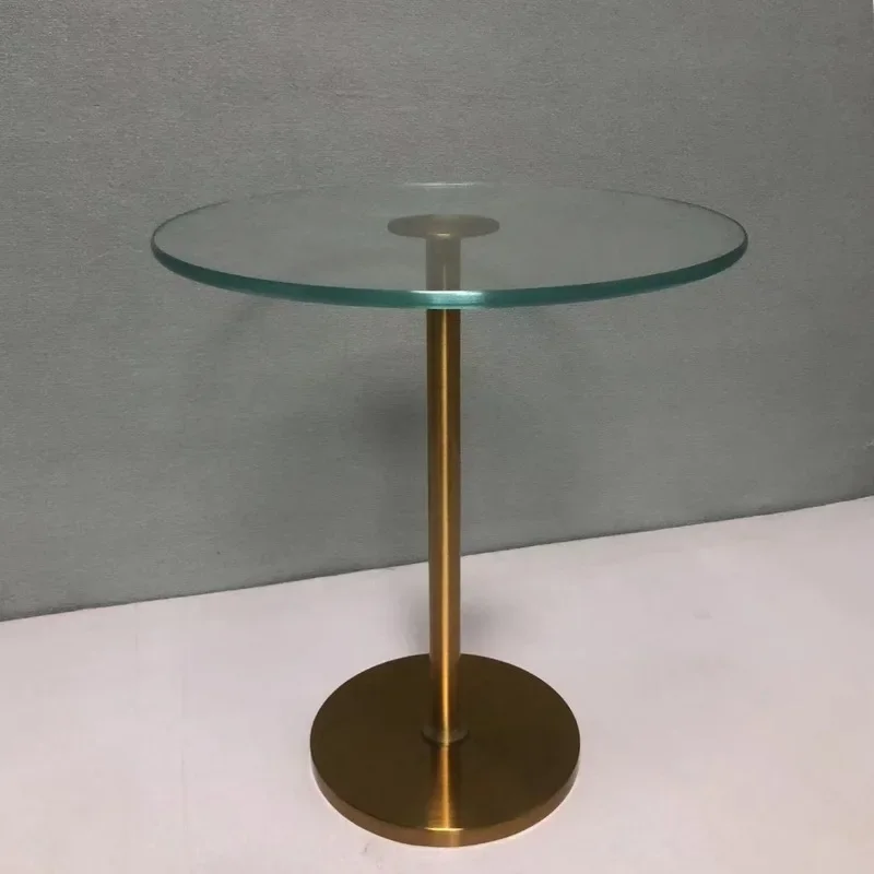 Glass coffee table, sofa side table, living room household mini transparent small round table