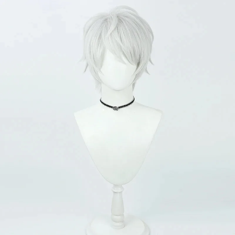 Game Honkai Impact 3 Kevin Kaslana 30cm Short Silver White Cosplay Anime Heat Resistant Fibre Wigs + Wig Capx;3,v'6.f;9,