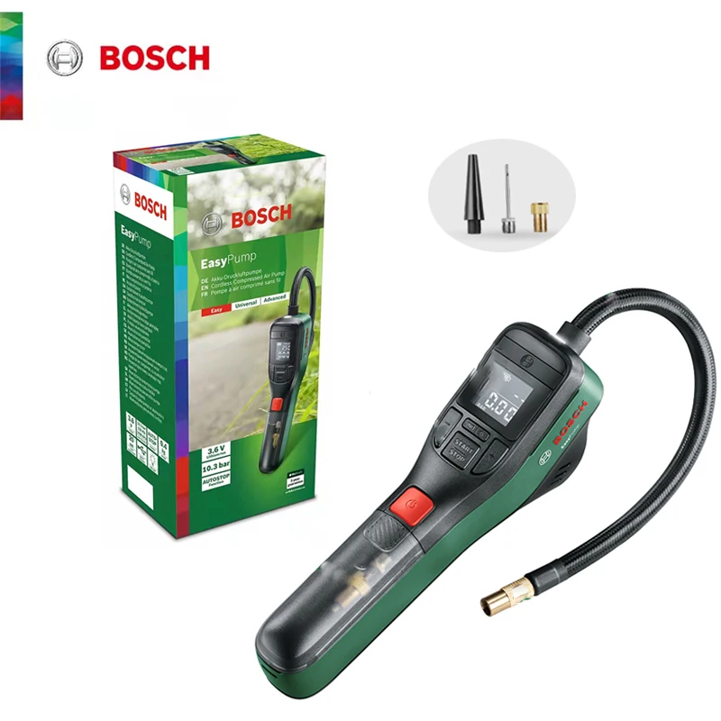 Bosch EasyPump Cordless Portable Air Pump for Bicycle Motorcycle Tires Balls Swim Ring Mini Air Compressor for Car Tyre Inflator